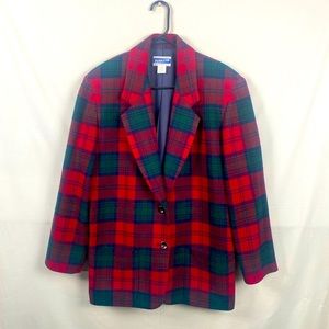 Vintage Pendleton Red Green Plaid 100% Wool Knockabout Jacket Women’s L
